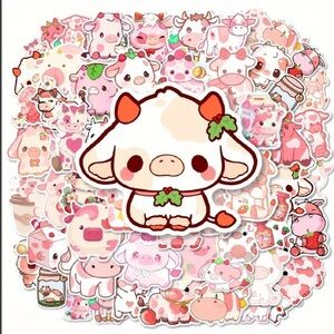 50 Pc Strawberry and Cows Stickers